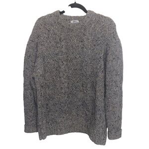 Woolrich Sweater Large Cable Knit Crewneck Pullover Fishermans Outdoor Wool Gray